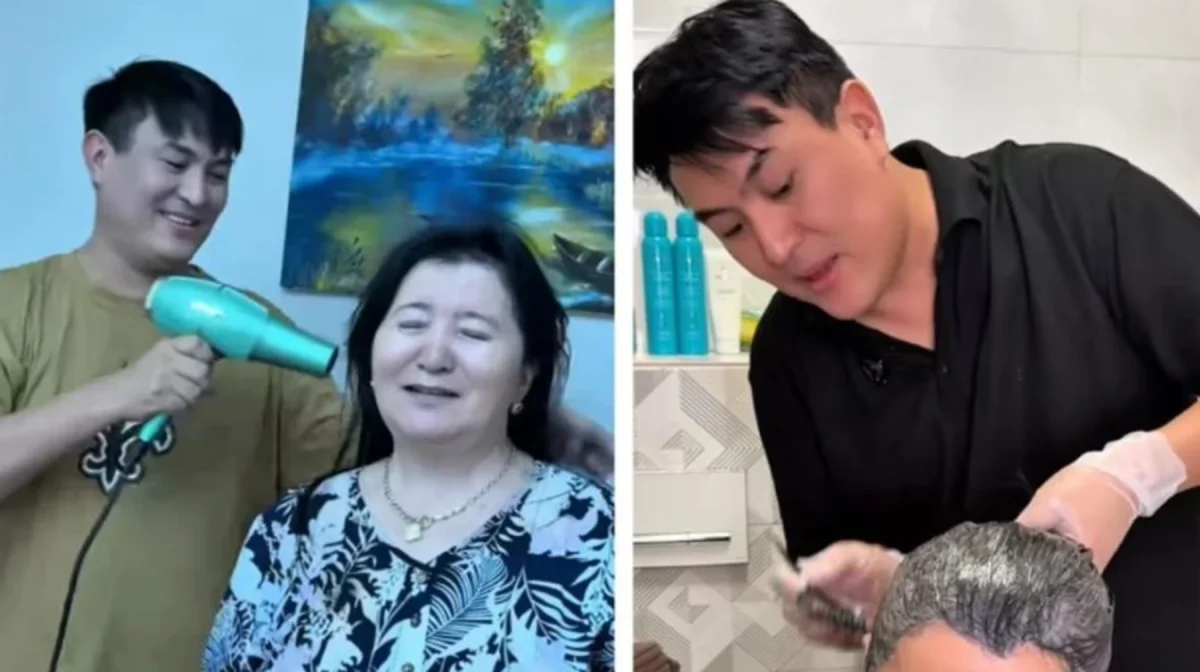 Енесінің шашы мен бетін бояп беретін күйеу жігіт желіні шулатты (ВИДЕО)
