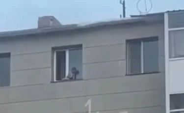 «Куда смотрят родители»: очевидцы сняли на видео малыша на карнизе 5 этажа в Жезказгане
