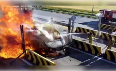 Астана — Щучинск автодороге загорелась «Газель» (ВИДЕО)