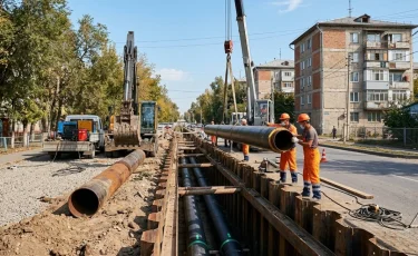В Таразе завершается обновление изношенных теплосетей на улице Койгельды